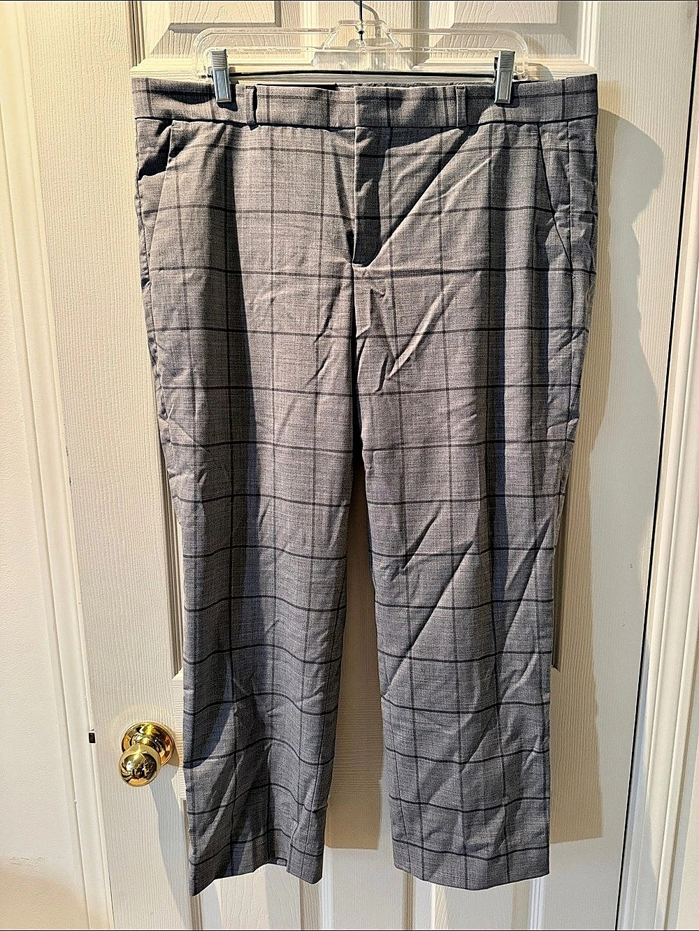 200 - Banana Republic Avery Plaid Wool Cropped Pants Gray Size 14 NWT